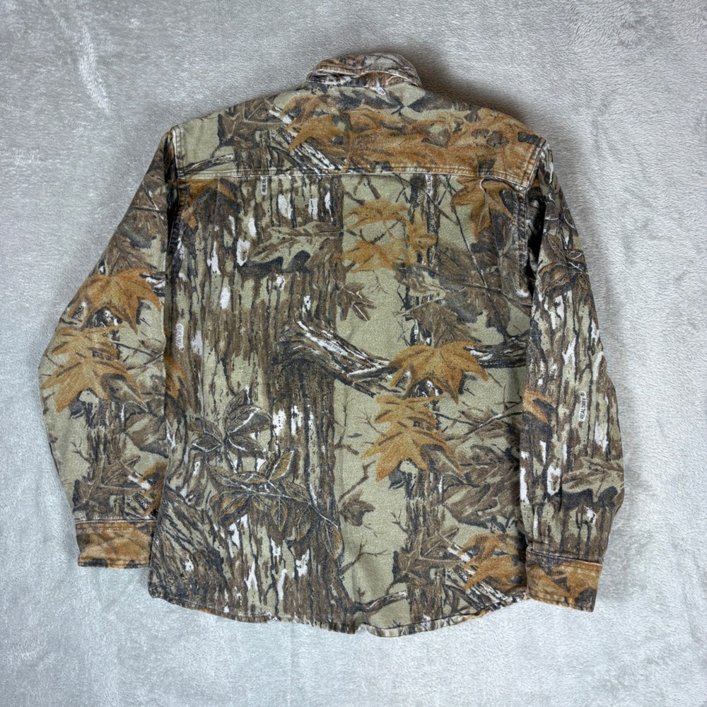 Rattlers Brand Shirt Mens Medium Realtree Camo Hunting Flannel Made in USA Brown - Picture 2 of 8
